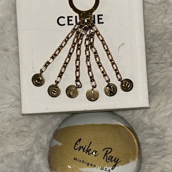 Celine Gold Logo Key Holder & Bag Charm - Picture 10 of 11